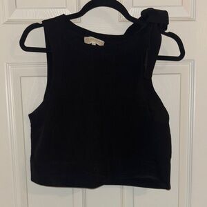 Sezane Black Sleeveless Crop Tank Top